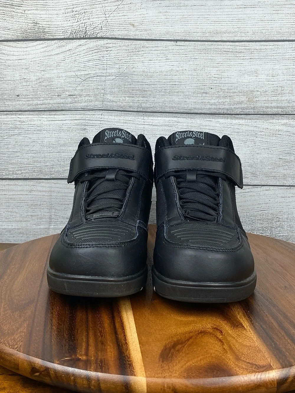 Steel & Street Valor Reinforced Black Leather Motorcycle Boots Men’s Shoe Size 9